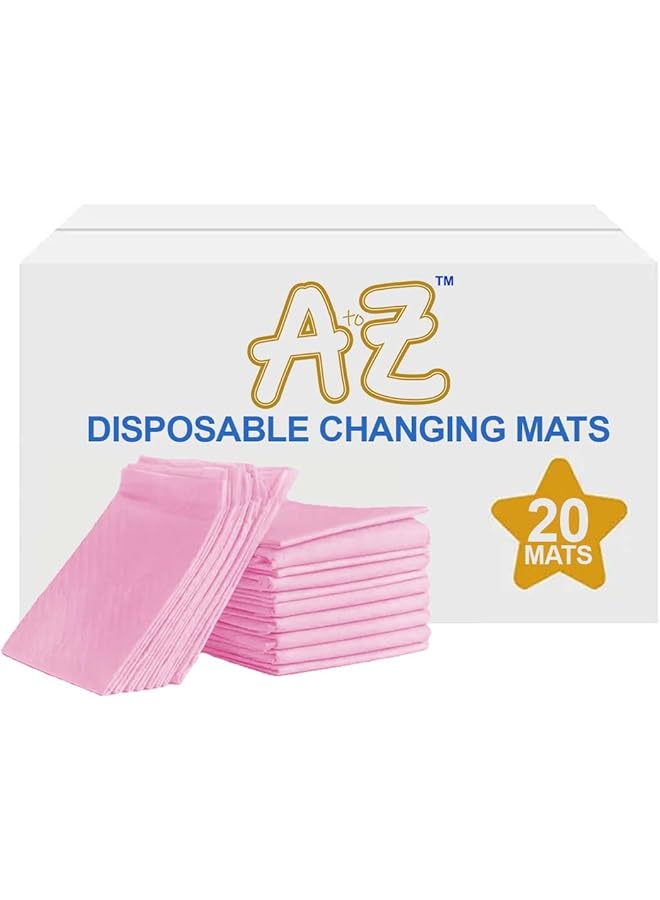 A TO Z Disposable Changing Pads/Mat (45 X 60Cm (20 Count) Extra Large Underpads Waterproof For Incontinence Heavy Absorb Chucks Pads For Kids Babies Pack Of 20 Pink - Image 1