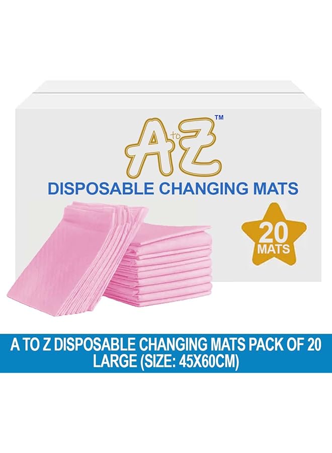A TO Z Disposable Changing Pads/Mat (45 X 60Cm (20 Count) Extra Large Underpads Waterproof For Incontinence Heavy Absorb Chucks Pads For Kids Babies Pack Of 20 Pink - Image 2