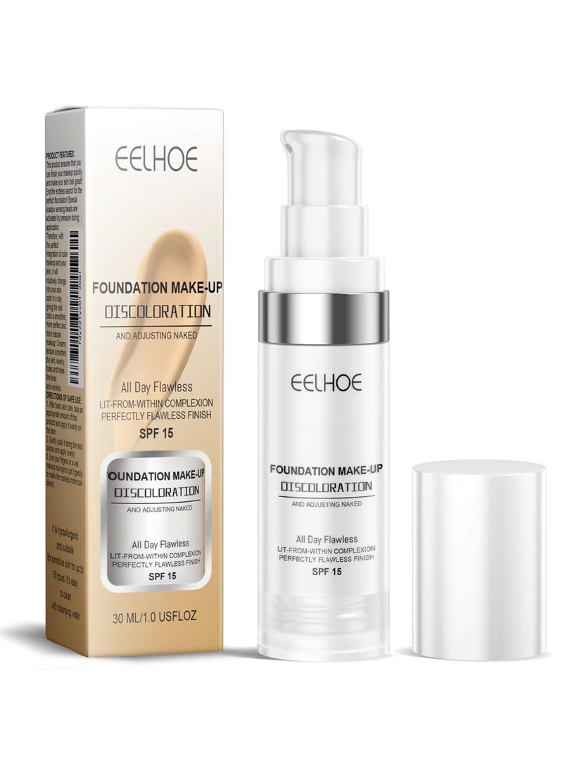 EELHOE Foundation Makeup Naturally Liquid Foundation Full Coverage Concealer Great Long-lasting Moisturizing, Waterproof, Sweat-proof, No Makeup Loss, Temperature Change Brightening Skin color - Image 1