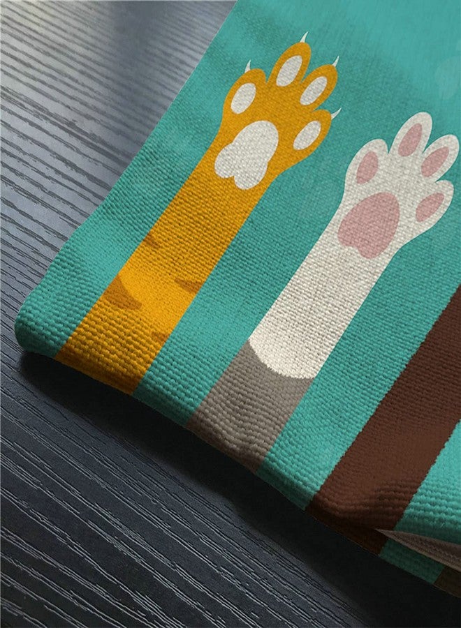 Smooffly Decorative Pillow Cover, Cute Colorful Cat Paws Print Design Art Lumbar Pillow Cover Modern Farmhouse Cushion Case Home Decor for Living Room Patio Sofa Couch Chair 12 x 20 Inch - Image 3
