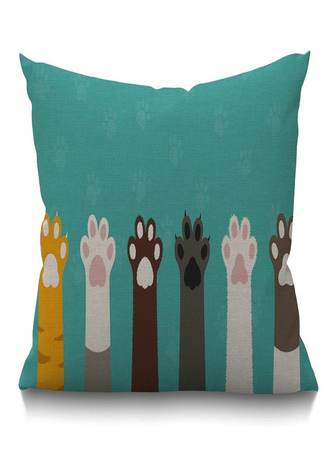 Smooffly Decorative Pillow Cover, Cute Colorful Cat Paws Print Design Art Lumbar Pillow Cover Modern Farmhouse Cushion Case Home Decor for Living Room Patio Sofa Couch Chair 12 x 20 Inch - Image 1