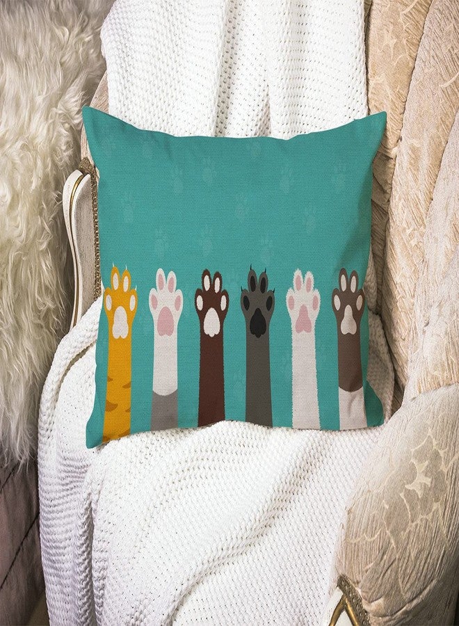 Smooffly Decorative Pillow Cover, Cute Colorful Cat Paws Print Design Art Lumbar Pillow Cover Modern Farmhouse Cushion Case Home Decor for Living Room Patio Sofa Couch Chair 12 x 20 Inch - Image 2