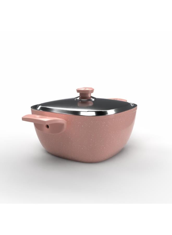 Top Chef Square Granite Pot 28 Cm rose (Suitable For Induction) - Image 1