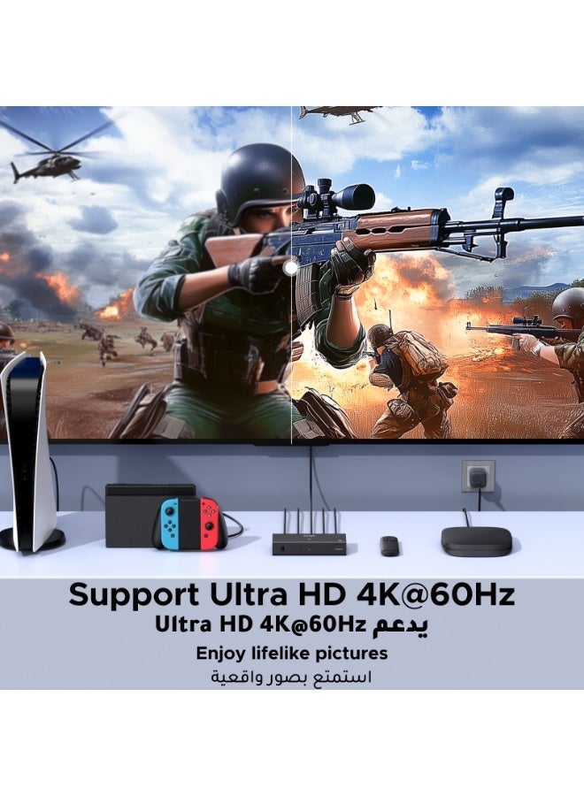 Ugreen 3 IN 1 OUT HDMI Switch, Unidirectional HDMI Splitter With Remote, Support 4K, HDR, 3D, Dolby Sound, 192kHz 24bit, Compatible for PC, Laptop, Blu-ray DVD, PS4/PS4 pro, Xbox, Switch, Apple TV etc - Image 3