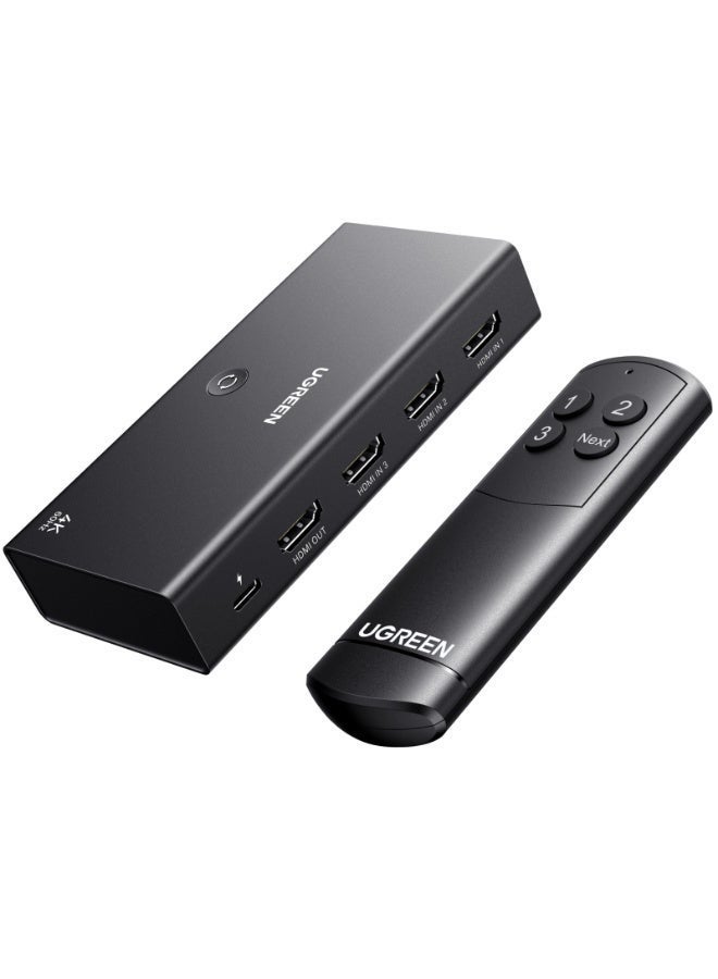 Ugreen 3 IN 1 OUT HDMI Switch, Unidirectional HDMI Splitter With Remote, Support 4K, HDR, 3D, Dolby Sound, 192kHz 24bit, Compatible for PC, Laptop, Blu-ray DVD, PS4/PS4 pro, Xbox, Switch, Apple TV etc - Image 1