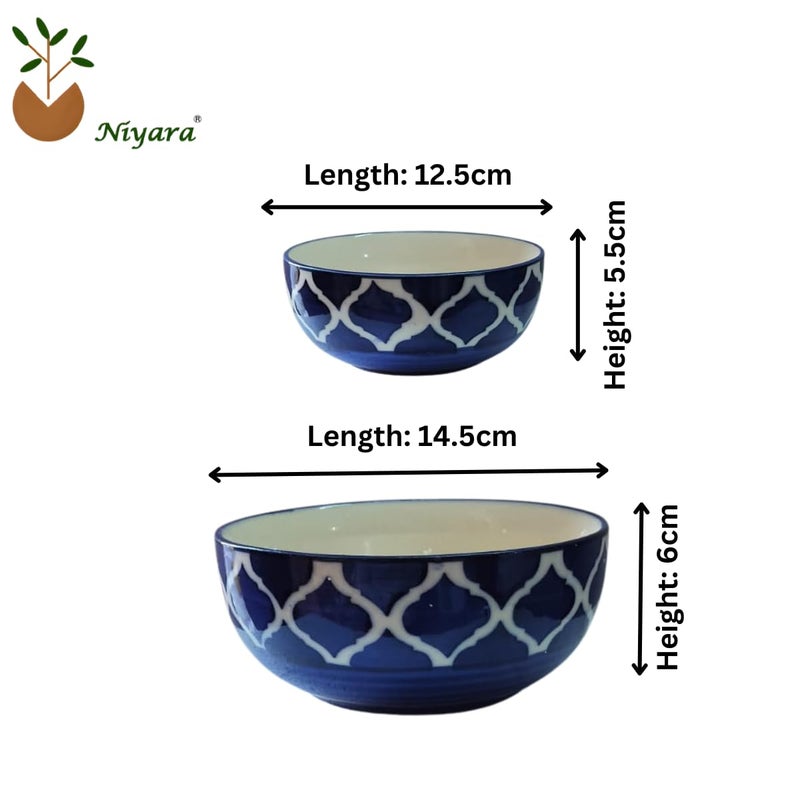 Niyara Stoneware Handmade Ceramic Stylish Premium Bowls Serving Bowls Microwave Dishwasher Safe Blue Delta Bowl - Image 5
