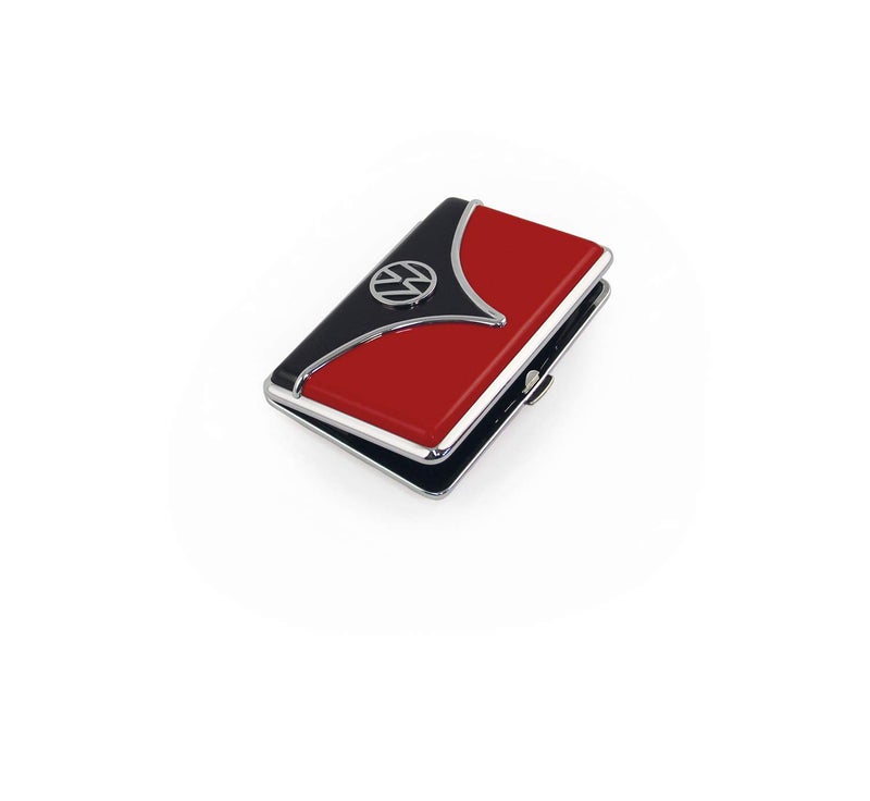 BRISA VW Collection - Volkswagen Metal Business Card Holder Case Etui with T1 Bus Design (Unisex Adult, Red & Black) - Image 1