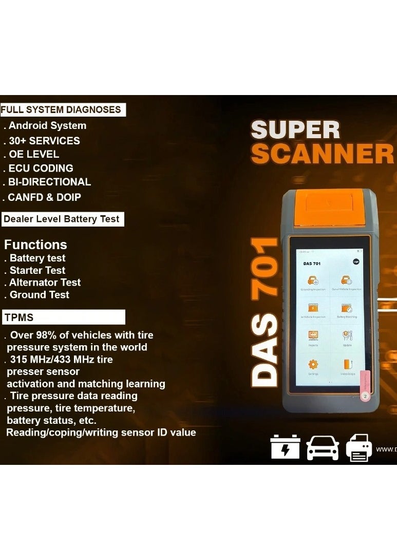 DATO - DAS 701 Super Car Diagnostic Scanner/ 30+Services/ECU CODING/CANFD/DOIP - Image 1