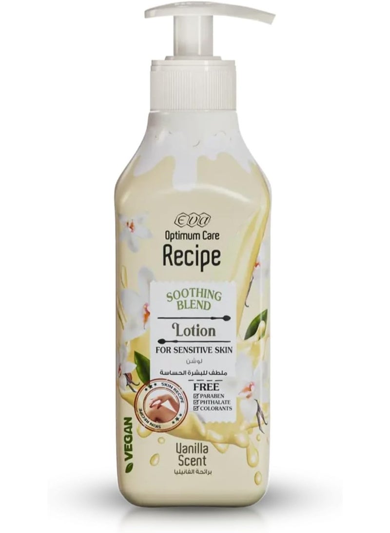 Eva optimum care soothing blend lotion for sensitive skin with vanilla scent 370 ml - Image 1