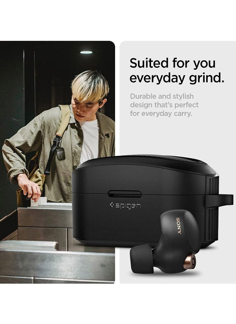 سبايجن Rugged Armor Case Cover for Sony WF-1000XM4 - Matte Black  - Image 3