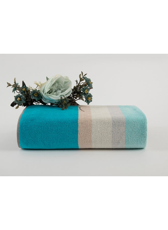 White Rose Cross Stripe 500 Gsm 100% Cotton Terry -Cross Stripe Design1 Bath Sheet 80X160 CmLuxury Touch Extra Absorbent-Sky Blue  - Image 1