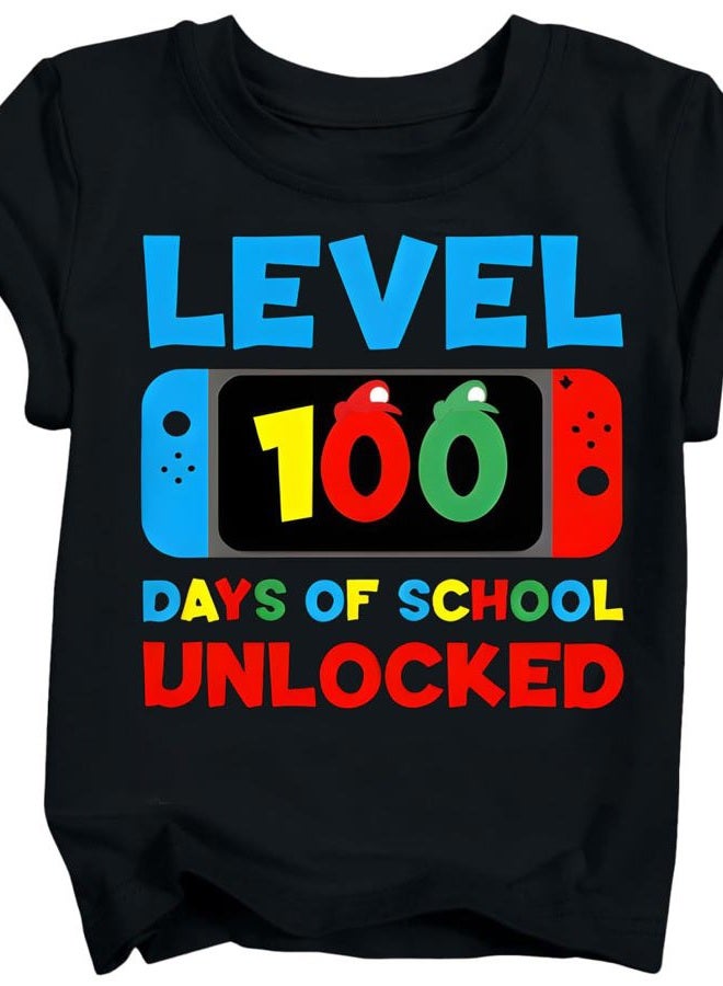 YWAGK Boys 100 Days of School Shirt Kids Happy 100th Day of School T-Shirts Toddler Celebration Graphic Tops 2026 (3T-10T), Black_002, 4-5 Years - Image 1