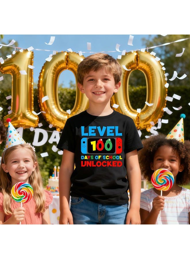 YWAGK Boys 100 Days of School Shirt Kids Happy 100th Day of School T-Shirts Toddler Celebration Graphic Tops 2026 (3T-10T), Black_002, 4-5 Years - Image 3
