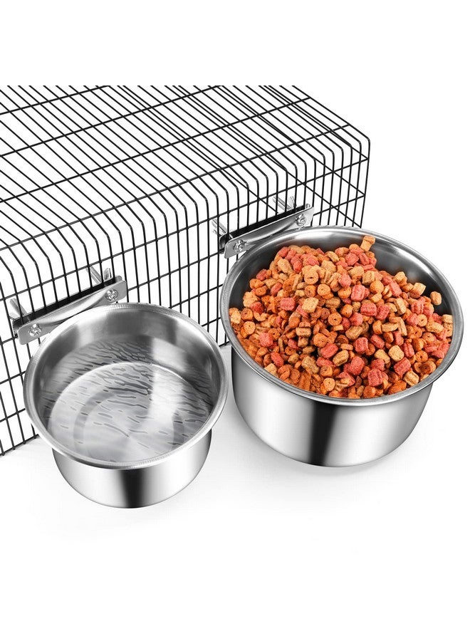 ShineMe Crate Food and Water Bowl, ShineMe 2 Pack Stainless Steel Hanging Pet Bowls for Crates Kennels Cages, Metal Dog Crate Bowls Hanging No Spill for Medium and Large Pets (7.1 * 3.5” & 5.5 * 3.2”) - Image 1