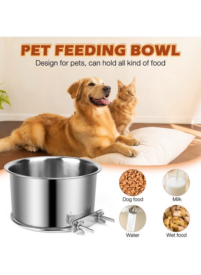 ShineMe Crate Food and Water Bowl, ShineMe 2 Pack Stainless Steel Hanging Pet Bowls for Crates Kennels Cages, Metal Dog Crate Bowls Hanging No Spill for Medium and Large Pets (7.1 * 3.5” & 5.5 * 3.2”) - Image 4