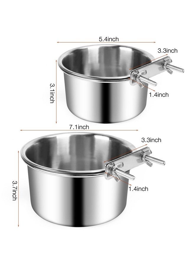 ShineMe Crate Food and Water Bowl, ShineMe 2 Pack Stainless Steel Hanging Pet Bowls for Crates Kennels Cages, Metal Dog Crate Bowls Hanging No Spill for Medium and Large Pets (7.1 * 3.5” & 5.5 * 3.2”) - Image 2