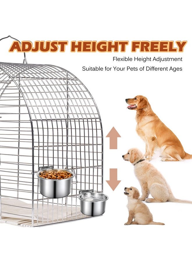 ShineMe Crate Food and Water Bowl, ShineMe 2 Pack Stainless Steel Hanging Pet Bowls for Crates Kennels Cages, Metal Dog Crate Bowls Hanging No Spill for Medium and Large Pets (7.1 * 3.5” & 5.5 * 3.2”) - Image 5