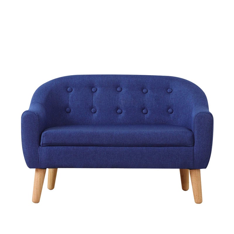 Koopo Kids Sofa CouchLinen Fabric 2Seater Sofa Chair with Wooden Legs for Toddler Ages up to 4 Small Toddler Couch for Baby Gift30 W Blue 