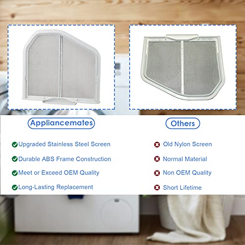 APPLIANCEMATES W10120998 Dryer Lint Filter Catcher Stainless Steel Screen Mesh for Whirlpool Kenmore Maytag Dryer Lint Screen Replacement Part W10049360, 8066170 with Clothes Dryer Lint Vent Trap Cleaner Brush - Image 3
