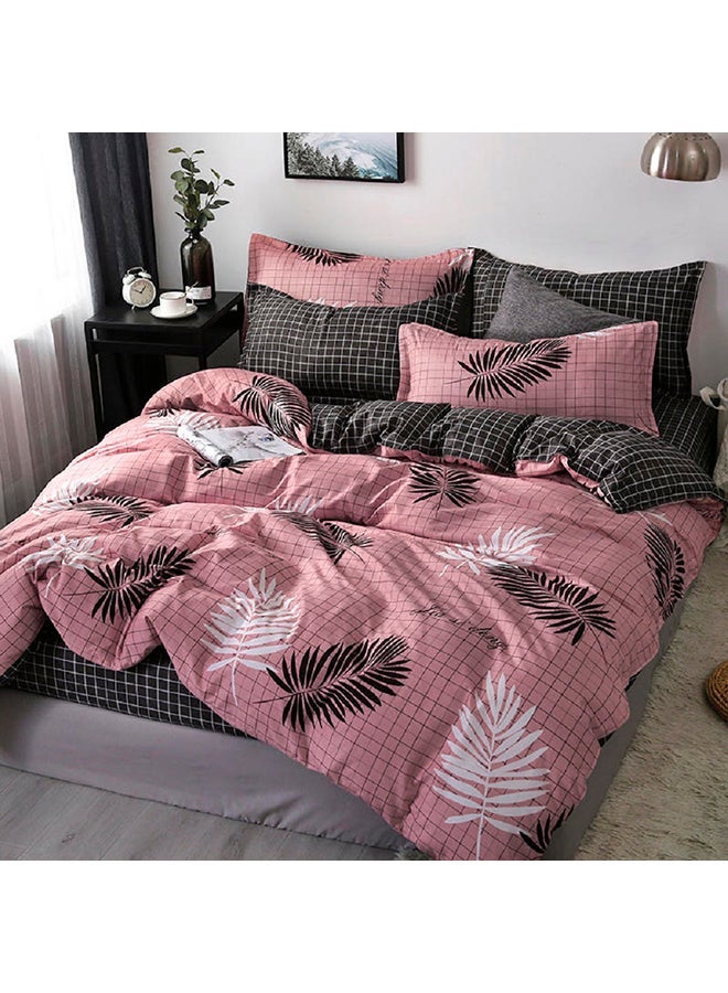 4-Piece Queen Size Luxurious Comforter Set Microfiber Pink 220x240cm - Image 2