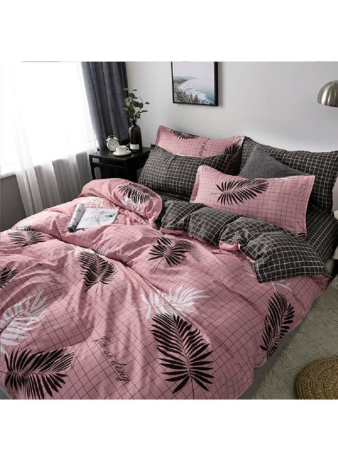 4-Piece Queen Size Luxurious Comforter Set Microfiber Pink 220x240cm - Image 4