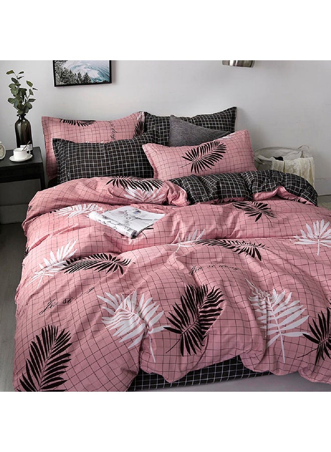 4-Piece Queen Size Luxurious Comforter Set Microfiber Pink 220x240cm - Image 1