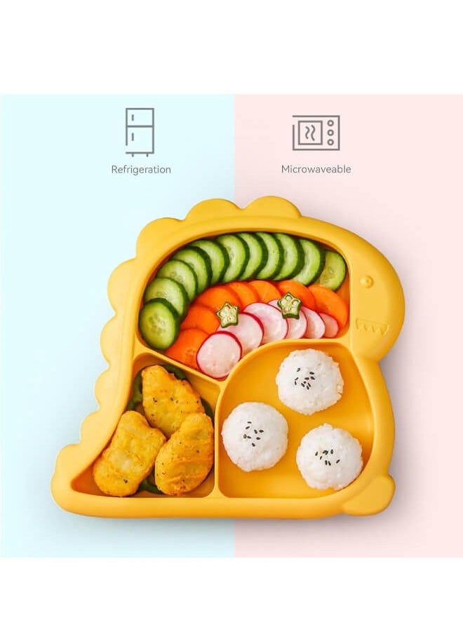 Riolio Linghe Children's Dinnerware Set, Children's Products, Lunch Plate, Baby Tableware, Divider, Bowl, Lightweight, Durable, Cute, Dinosaur, Microwave, Dishwasher, Boil Disinfection, OK (Orange)  - Image 2