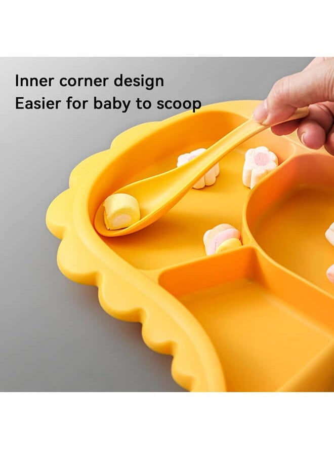 Riolio Linghe Children's Dinnerware Set, Children's Products, Lunch Plate, Baby Tableware, Divider, Bowl, Lightweight, Durable, Cute, Dinosaur, Microwave, Dishwasher, Boil Disinfection, OK (Orange)  - Image 3