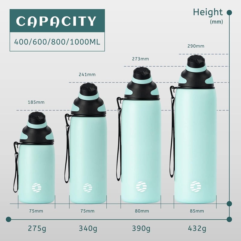 FjBottle Stainless Steel Water Bottle With Magnetic Lid - 600ml/800ml/1L/1.5L BPA Free Insulated Sports Bottle for Hot&Cold Drinks - Vacuum Flask Leak-Proof for Gym, Work, Travel - Image 4