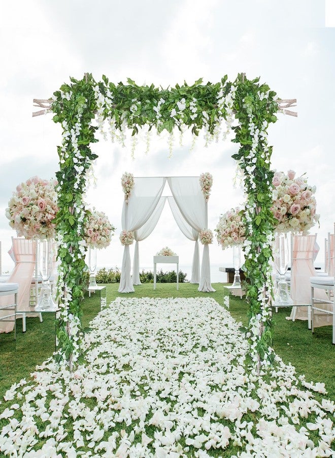 Mavee 28.8ft Artificial Wisteria Vine Garland (4x7.2ft), Silk Hanging Flowers Decor for Wedding Arch, Home Floral Arrangements - White - Image 4