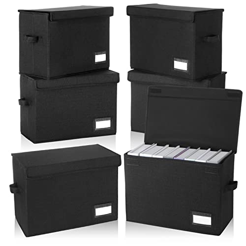Chuangdi 6 Pcs Comic Book Storage Boxes, Back to School Collapsible Comic Short Box Case with Lid, 15.8 x 7.9 x 11.4 Inch Book Bin Container Holds 150 Comics(Black) - Image 1