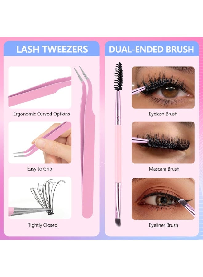 CMAYOME Lash Clusters Kit, 50D 60D 80D 100D Lash Extension Kit with Lash Bond and Seal, 800Pcs Individual Lash Clusters with Lash Tweezers, Lash Remover and Eyelash Brush - Image 4