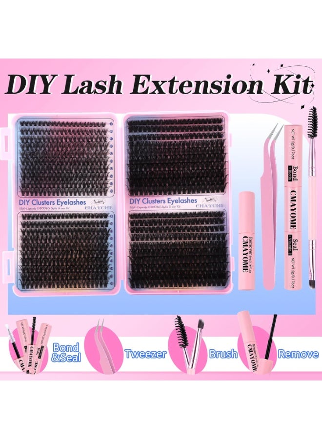 CMAYOME Lash Clusters Kit, 50D 60D 80D 100D Lash Extension Kit with Lash Bond and Seal, 800Pcs Individual Lash Clusters with Lash Tweezers, Lash Remover and Eyelash Brush - Image 2
