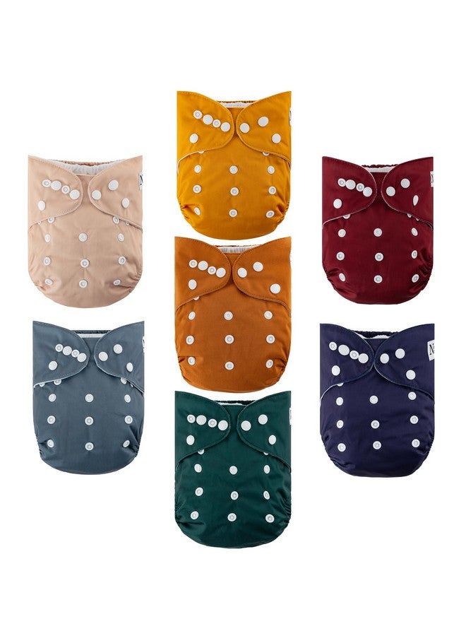 Nora's Nursery Nora's Nursery Cloth Diapers 7 Pack with 7 Inserts & 1 Wet Bag - Waterproof Cover, Washable, Reusable & One Size Adjustable Pocket Diapers for Newborns and Toddlers-Pacific Neutrals  - Image 2