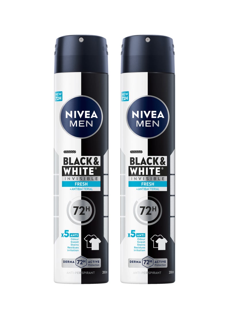 Nivea Antiperspirant Spray  Black And  White Invisible Fresh Pack of 2 - Image 1