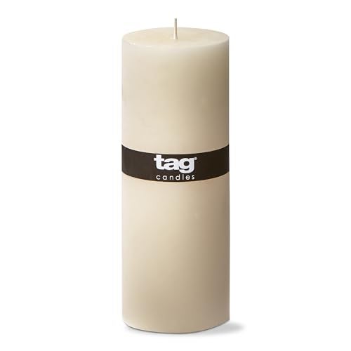 TAG Chapel 3X8 Ivory Pillar Paraffin Wax Candle Unscented Drip-Free Long Burning 115 Hours for Home Decor Wedding Parties 3x8 Ivory - Image 1