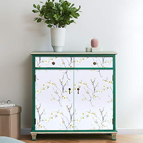 WENMER Beige Floral Peel and Stick Wallpaper - 17.71"x197" Modern Floral Removable Wallpaper for Bedroom, Cabinets, Kitchen Backsplash, Staircase, Shelf Backing - Image 3