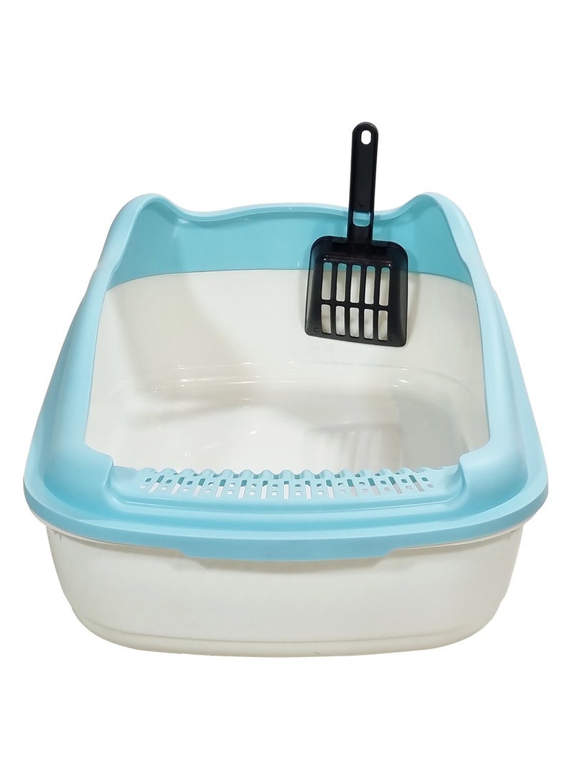 NNC PETS Large Cat Litter Pan for all size cats, Durable plastic and Removable design, 56cm Cat litter box with Scoop, High fence and Anti-splash, Pet waste box with Easy to clean (Blue) - Image 1