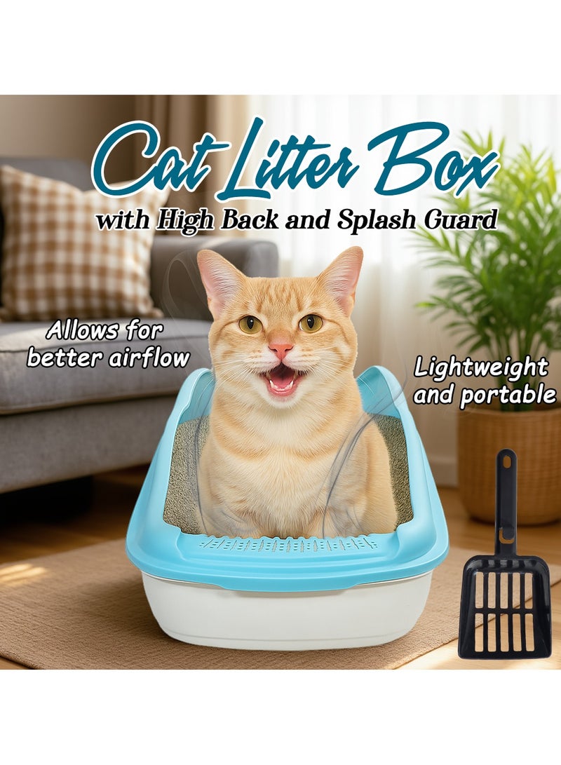 NNC PETS Large Cat Litter Pan for all size cats, Durable plastic and Removable design, 56cm Cat litter box with Scoop, High fence and Anti-splash, Pet waste box with Easy to clean (Blue) - Image 5