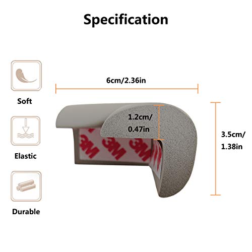 AnFun Corner Protector Baby Proof | Corner Guard Child Safety for Babies, Toddlers, Kids | Foam Corner Covers for Furniture, Table, Desk | 8 Pack (Grey) - Image 2