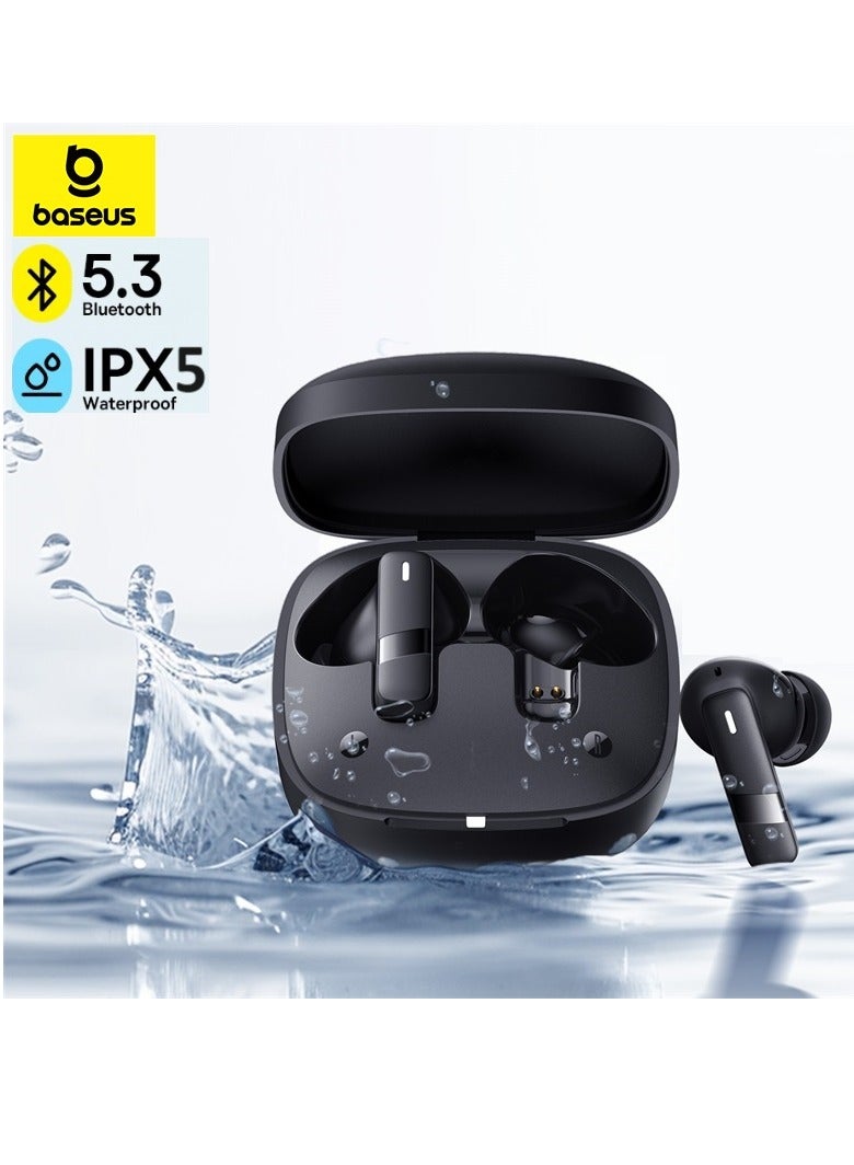 Wireless Earbuds Bluetooth Headphones 5.3 Bass Stereo Earphones 33H Playtime Bluetooth Earbud With Environmental Noise Cancellation Mic IPX5 Waterproof Earbuds For iOS And Android Devices Black