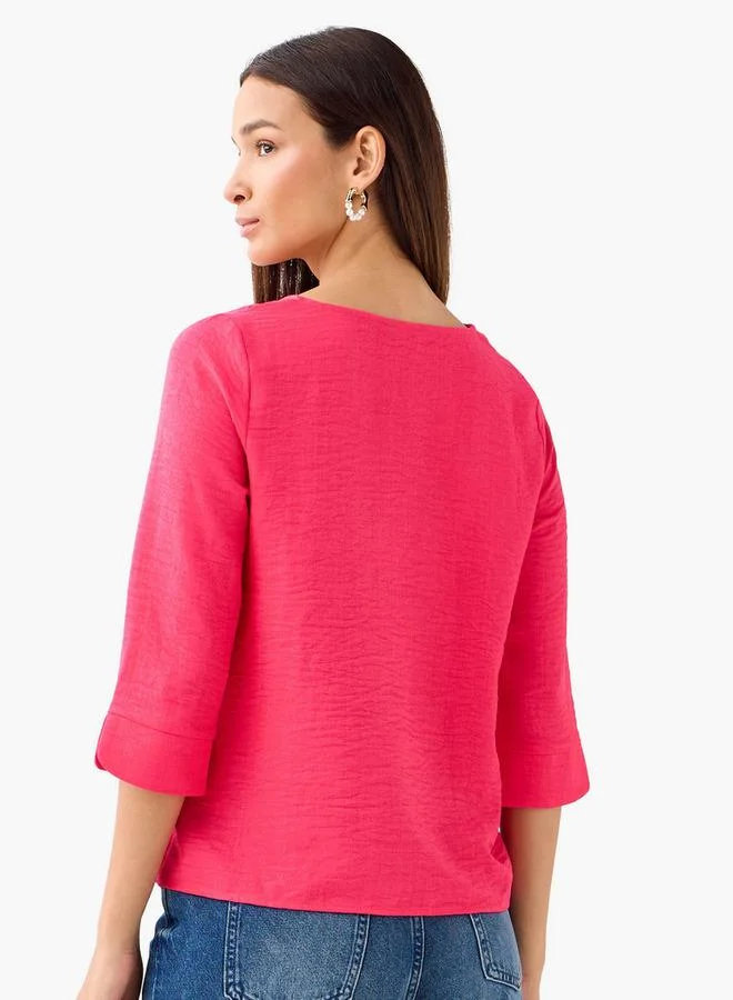 Splash FAV  Button Applique Top with V-neck for Women | Best Price UAE