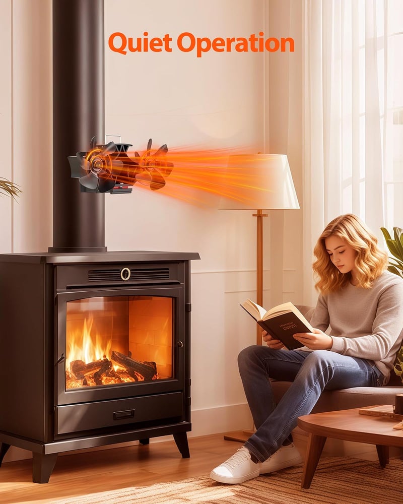 HIDALIFE Wood Stove Fan Heat Powered, Magnetically Flue Pipe Mounted Dual Motor 12 Blades Fan, Non Electric, Silent Thermal for Gas Pellet Wood Burner Tent Stove Accessories - Image 4