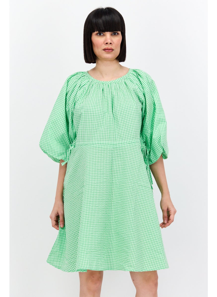 Women Checkered Drawstring Waist Mini Dress, Green - pzsku/ZBDF1FEF77296EFAAB050Z/45/_/1738678732/a297fa17-dece-4c9b-a865-7cb5511c284e