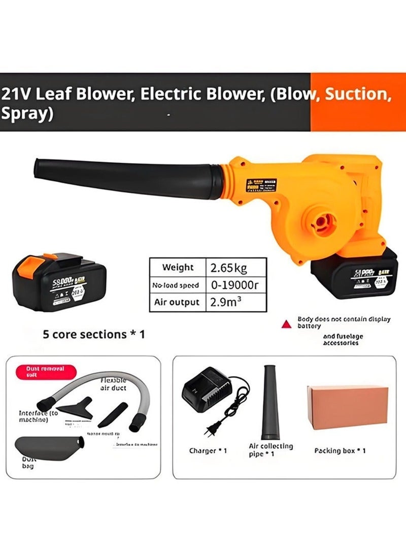 Halamine 21V  Cordless Leaf Blower,2-in-1 Lightweight Cordless Leaf Vacuum,with Battery and Charger,Handheld Electric Leaf Blowers,120MPH Small Leaf Blower,Yard Tools,For Lawn Care Patio Backyard Leaves and Dust,Yellow - Image 2
