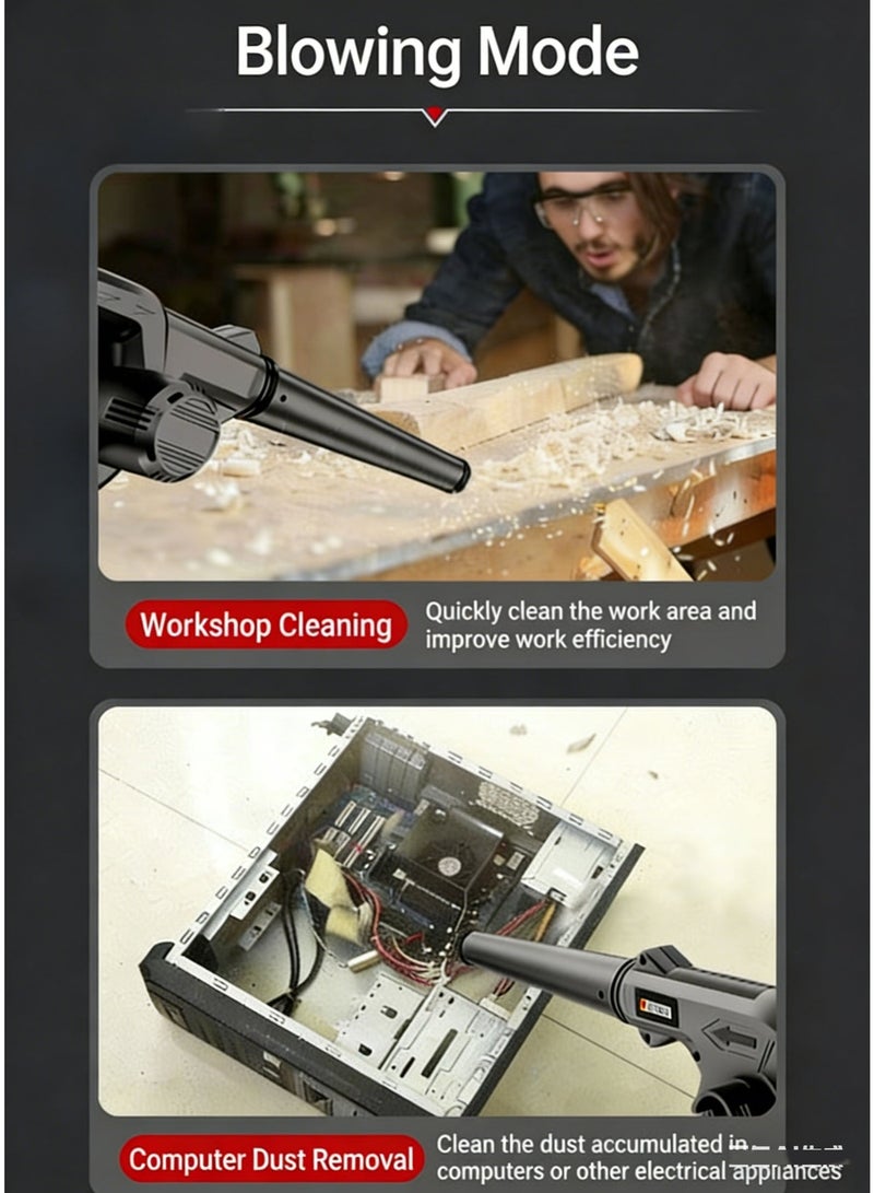 Halamine 21V  Cordless Leaf Blower,2-in-1 Lightweight Cordless Leaf Vacuum,with Battery and Charger,Handheld Electric Leaf Blowers,120MPH Small Leaf Blower,Yard Tools,For Lawn Care Patio Backyard Leaves and Dust,Yellow - Image 3