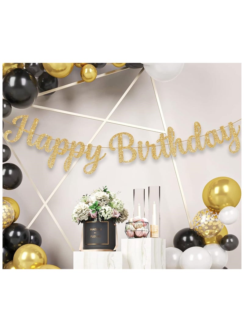 KATCHON Cursive Glitter Gold Happy Birthday Banner - Image 3