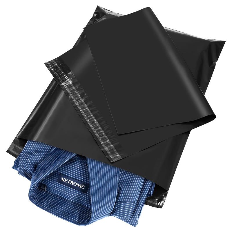 Metronic أكياس شحن بولي ميتروينك 12x15.5 مع 100 كيس طرد ذاتية اللصق مقاومة للماء ومقاومة للتمزق باللون الأسود - Image 1