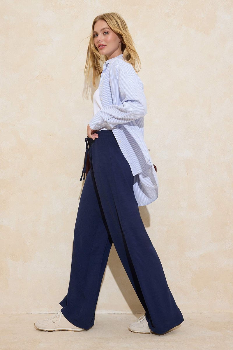 trendyol Navy Blue Wide Leg Wide Leg Woven Trousers Tctss22Pl0240 - Image 2