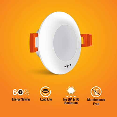 Wipro Garnet 3W Led Mini Downlight for Home & Cabinet| Cool Day White (6500K) | Compact Design with 120° Beam Angle | Recessed Down Light for False Ceiling | Cutout - 2.3 Inch | Pack of 1 - Image 2